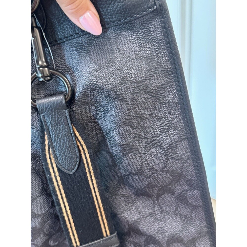COACH Signature Field Tote 40 Charcoal and Black Pebble Leather C7674 - Picture 5 of 16